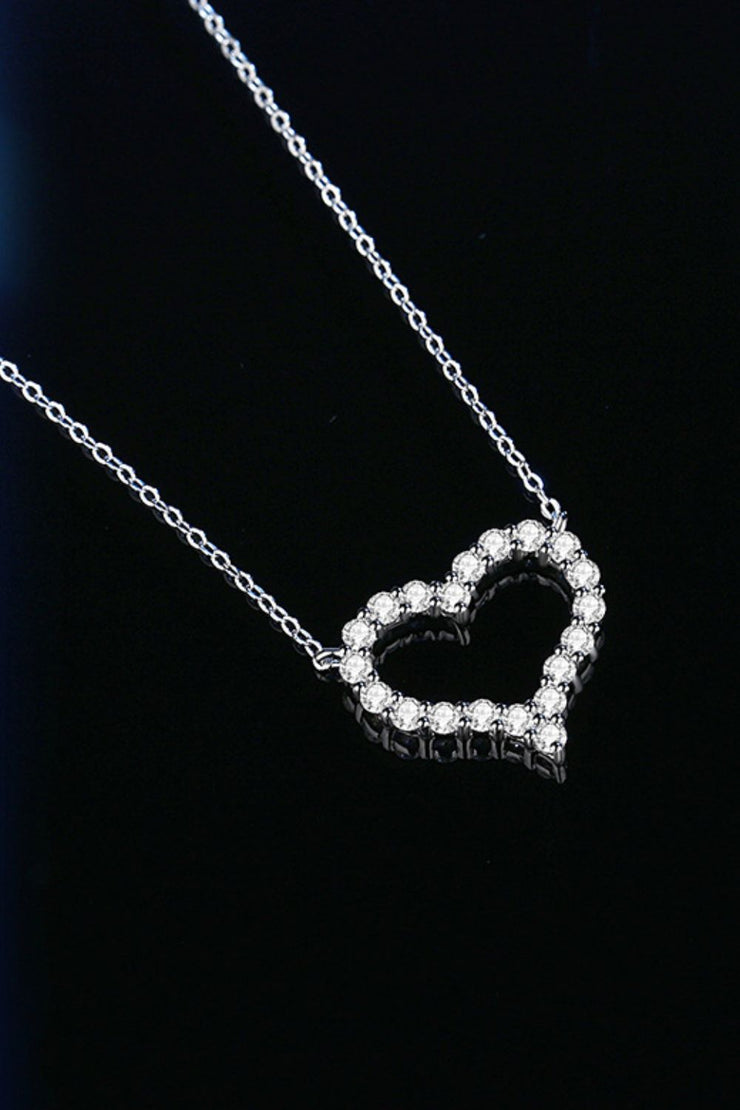 1 Carat Moissanite Heart Pendant Chain-Link Necklace - Ruby's Fashion