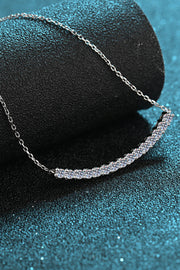 Sterling Silver Curved Bar Necklace - Ruby's Fashion