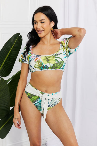 Marina West Swim Vacay Ready Puff Sleeve Bikini in Floral - Ruby's Fashion