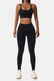 Double-Strap Sports Bra and Leggings Set - Ruby's Fashion