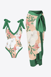 Floral V-Neck Two-Piece Swim Set - Ruby's Fashion