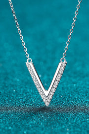 Sterling Silver V Letter Pendant Necklace - Ruby's Fashion