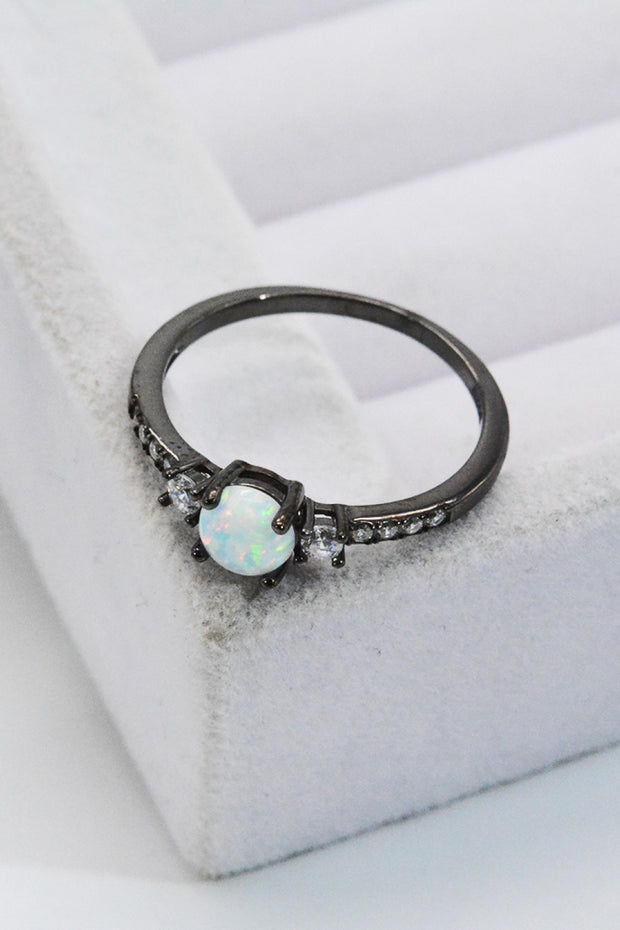 925 Sterling Silver Round Opal Ring - Ruby's Fashion