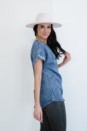 Doe & Rae Take Me There Denim Top - Ruby's Fashion