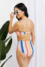 Marina West Swim Take A Dip Twist High-Rise Bikini in Stripe - Ruby's Fashion