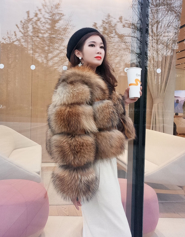 New Fur Coat Thickened Fox Fur Stitching Coat - Ruby's Fashion