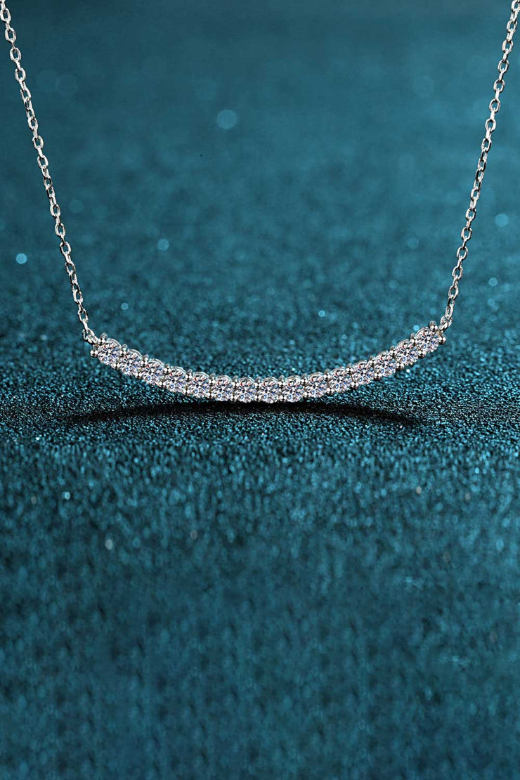 Sterling Silver Curved Bar Necklace - Ruby's Fashion