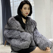 Women's Short Faux Fox Fur Coat - Ruby's Fashion