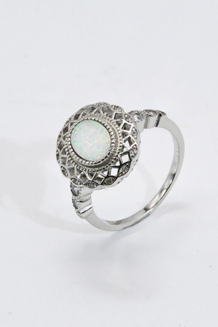 Feeling The Love 925 Sterling Silver Opal Ring - Ruby's Fashion