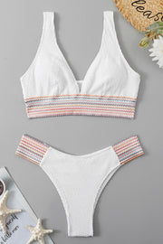 Contrast Textured High Cut Swim Set - Ruby's Fashion