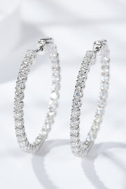 Inlaid Moissanite 925 Sterling Silver Hoop Earrings - Ruby's Fashion