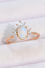 18K Rose Gold-Plated Natural Moonstone Ring - Ruby's Fashion