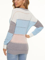 Eyelet Surplice Dropped Shoulder Sweater