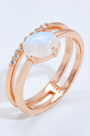 Natural Moonstone and Zircon Double-Layered Ring - Ruby's Fashion