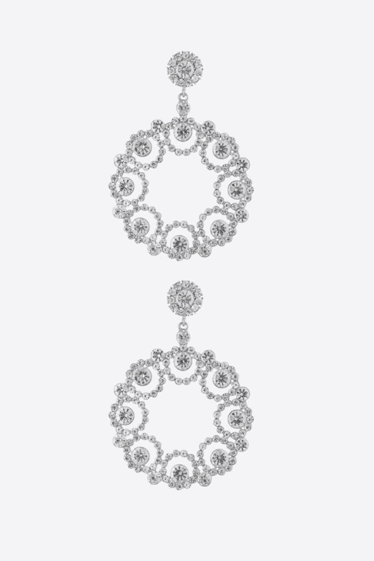 Alloy Rhinestone Round Drop Earrings - Ruby's Fashion