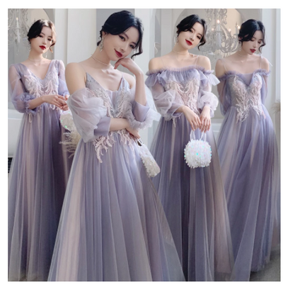 Xianqi Slim And Thin Sisters Queen's Bridesmaid Dress - Ruby's Fashion