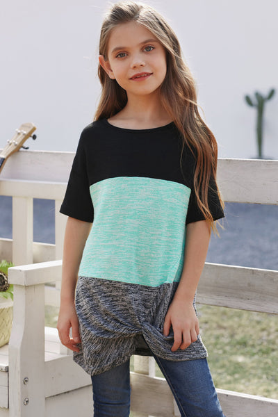 Girls Color Block Twisted Tunic Tee - Ruby's Fashion