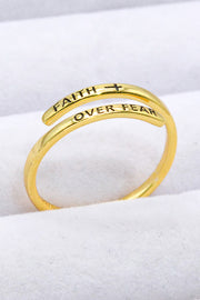 FAITH OVER FEAR Bypass Ring - Ruby's Fashion