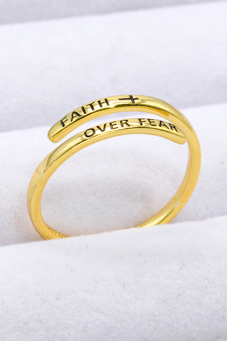 FAITH OVER FEAR Bypass Ring - Ruby's Fashion