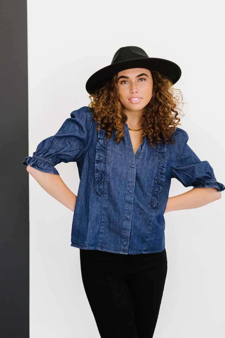 Sweet Generis Be True Full Size Run Denim Top - Ruby's Fashion