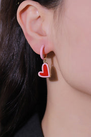 Contrast Heart-Shaped Drop Earrings - Ruby's Fashion
