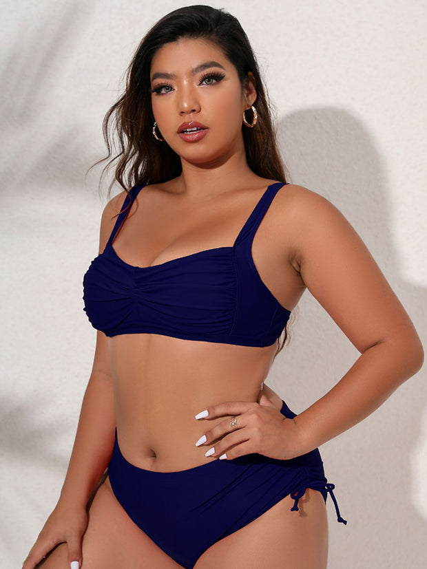 Plus Size Twist Front Tied Bikini Set - Ruby's Fashion