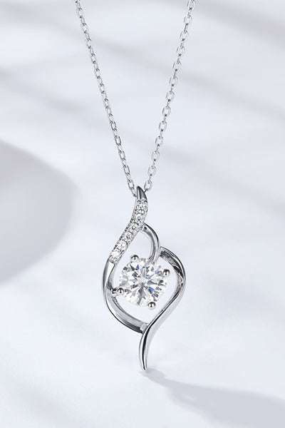 Platinum-Plated 1 Carat Moissanite Pendant Necklace - Ruby's Fashion