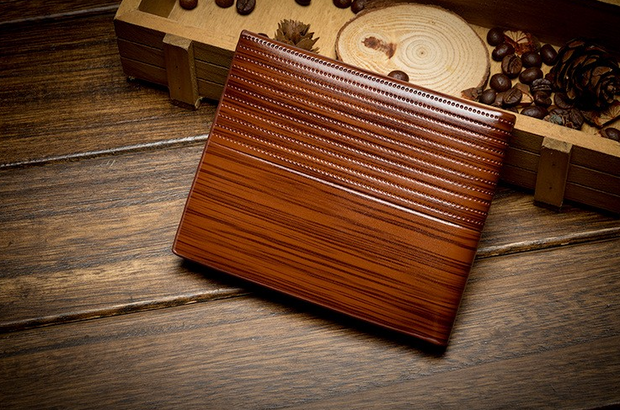 Wooden Stripe PU leather Wallet - Ruby's Fashion