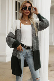 Color Block Chunky Knit Sweater Cardigan - Ruby's Fashion