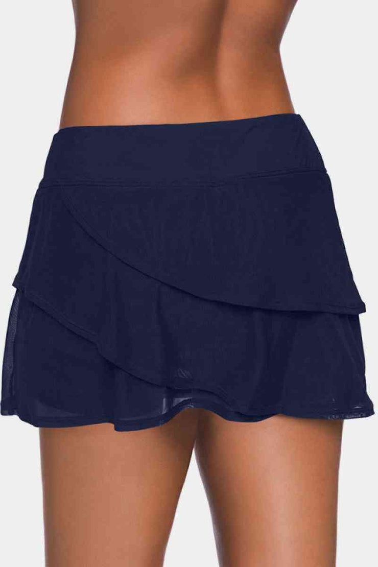 Asymmetrical Layer Swim Pantskirt - Ruby's Fashion