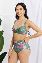 Marina West Swim Take A Dip Twist High-Rise Bikini in Sage - Ruby's Fashion