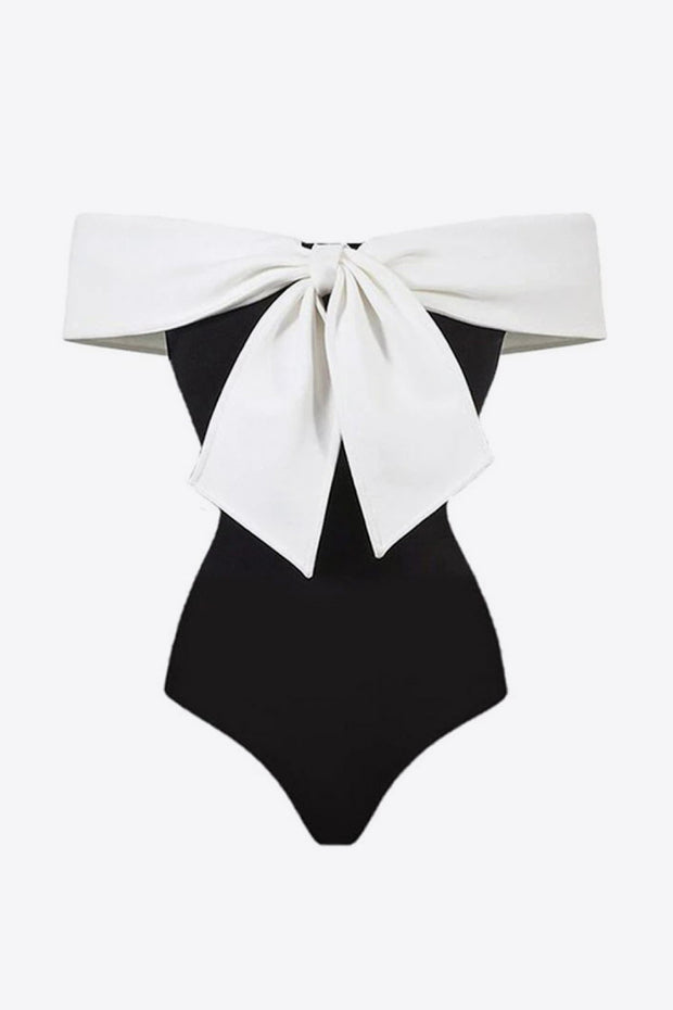 Contrast Bow Detail Two-Piece Swim Set - Ruby's Fashion