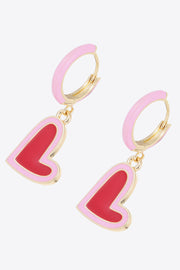 Contrast Heart-Shaped Drop Earrings - Ruby's Fashion