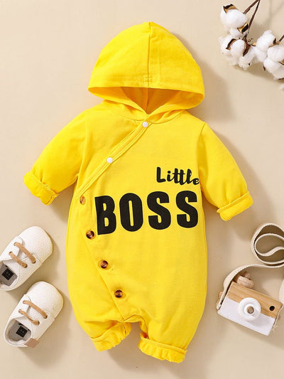 Baby LITTLE BOSS Graphic Hooded Jumpsuit - Ruby's Fashion