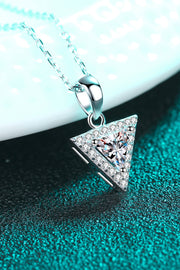 925 Sterling Silver Triangle Moissanite Pendant Necklace - Ruby's Fashion