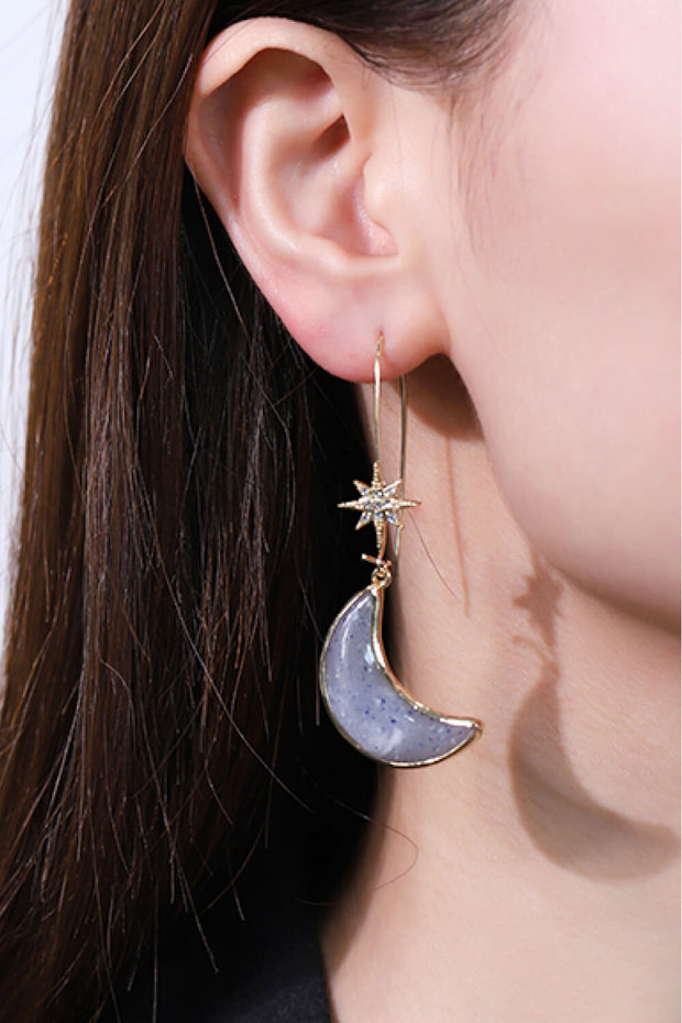 Resin Moon Drop Earrings - Ruby's Fashion