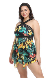 Plus Size Handkerchief-Hem Swim Dress and Bottoms Set - Ruby's Fashion