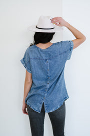 Doe & Rae Take Me There Denim Top - Ruby's Fashion