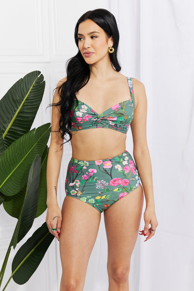 Marina West Swim Take A Dip Twist High-Rise Bikini in Sage - Ruby's Fashion