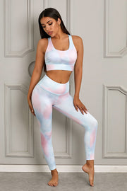 Printed Sports Bra and Leggings Set - Ruby's Fashion