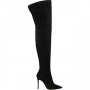 Rubber Pointed Stiletto Heel Faux Fur Martin Boots - Ruby's Fashion
