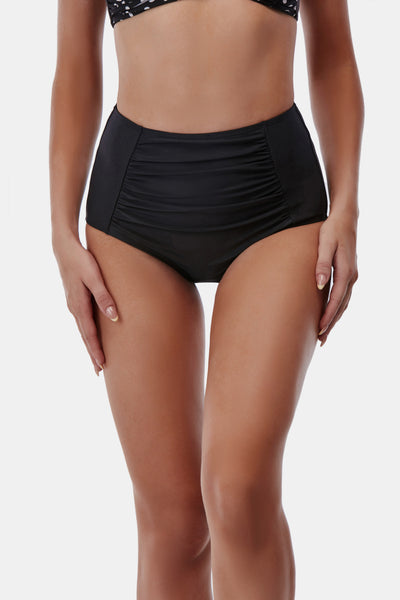 Gathered Detail High Waist Swim Bottoms - Ruby's Fashion