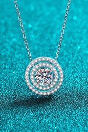 Moissanite Round Pendant Rhodium-Plated Necklace - Ruby's Fashion