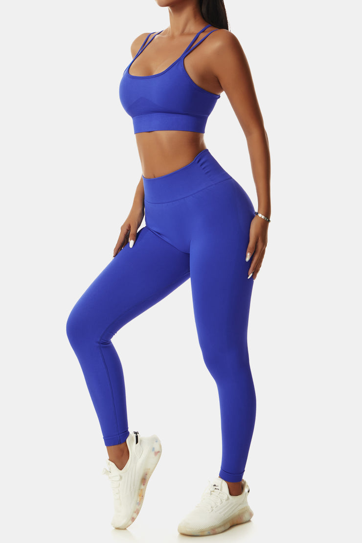 Double-Strap Sports Bra and Leggings Set - Ruby's Fashion