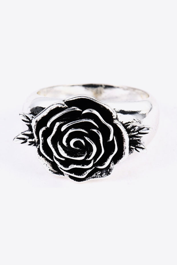 Rose 18K Silver-Plated Ring - Ruby's Fashion
