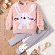 Girls Rabbit Graphic Top and Pants Set - Ruby's Fashion