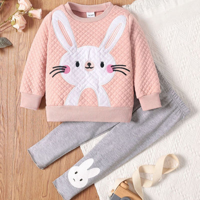 Girls Rabbit Graphic Top and Pants Set - Ruby's Fashion