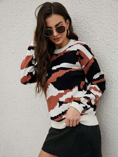 Round Neck Dropped Shoulder Sweater