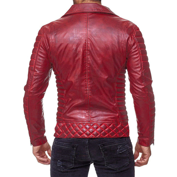 Zippered PU leather jacket - Ruby's Fashion