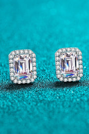 1 Carat Moissanite Rhodium-Plated Square Stud Earrings - Ruby's Fashion